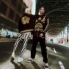 A.I.9 AFRICAN INTELLIGENCE GUILDED LEOPARD – SANDFLOWER COLLAB VARSITY-JACKE