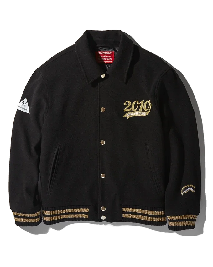 A.I.9 AFRICAN INTELLIGENCE GUILDED LEOPARD – SANDFLOWER COLLAB VARSITY-JACKE