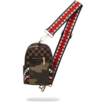 AUSSENSEITE GOLDENE REISSVERSCHLUSSTASCHE „Sharks in Paris“ Sling-Tasche für Rucksäcke