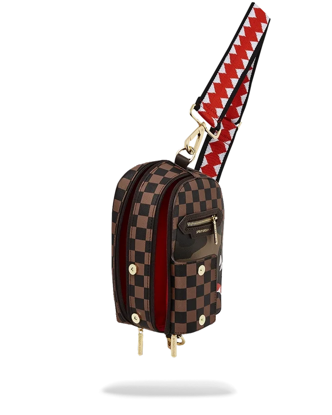AUSSENSEITE GOLDENE REISSVERSCHLUSSTASCHE „Sharks in Paris“ Sling-Tasche für Rucksäcke