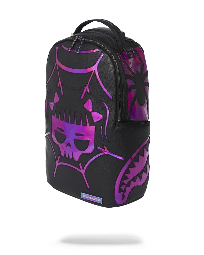 CAZZU IRIDESCENT CUT & SEW SPIDER SKULL SHARK RUCKSACK (DLXV)