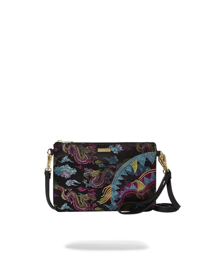 CROSSOVER-CLUTCH MIT GESTICKTEN DRACHEN