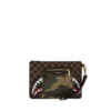 CROSSOVER-CLUTCH „Sharks in Paris“ mit goldener Reissverschluss-Tasche auf der Außenseite