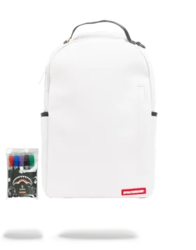 DER SPRAYGROUND DIY-RUCKSACK IN WEISS (VEGANES LEDER & INNENFUTTER AUS MONEY) & MARKER IM LIEFERUMFANG ENTHALTEN