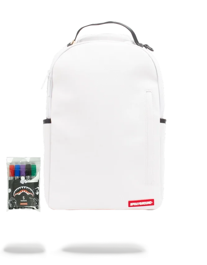 DER SPRAYGROUND DIY-RUCKSACK IN WEISS (VEGANES LEDER & INNENFUTTER AUS MONEY) & MARKER IM LIEFERUMFANG ENTHALTEN