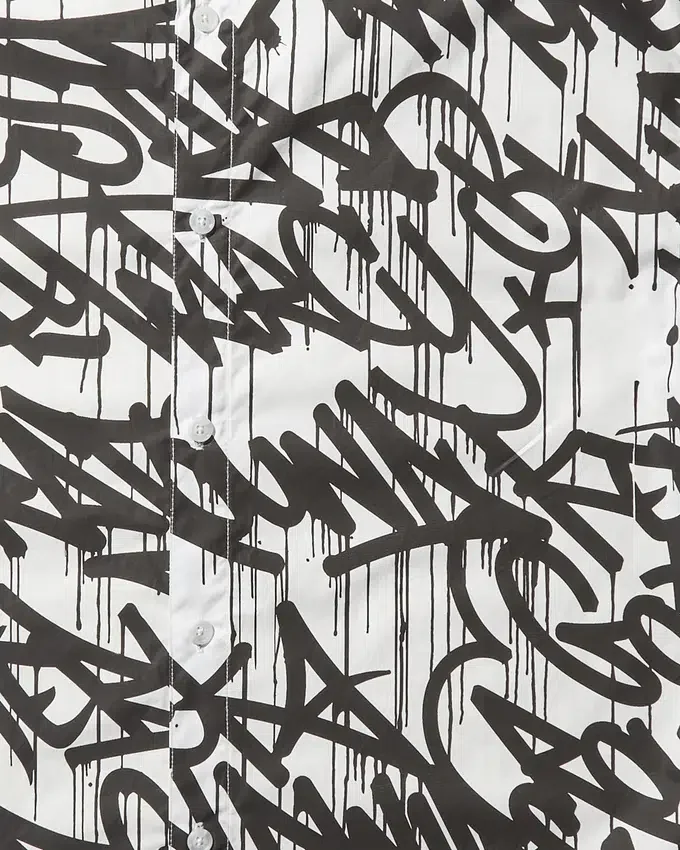 GRAFFITI-HEMD MIT KURZEN ÄRMELN UND KNOPFLEISTE