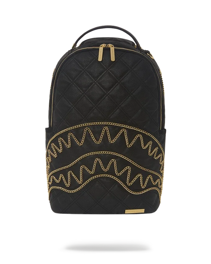 NOIR QUILT GOLD CHAIN SHARK RUCKSACK (DLXV)