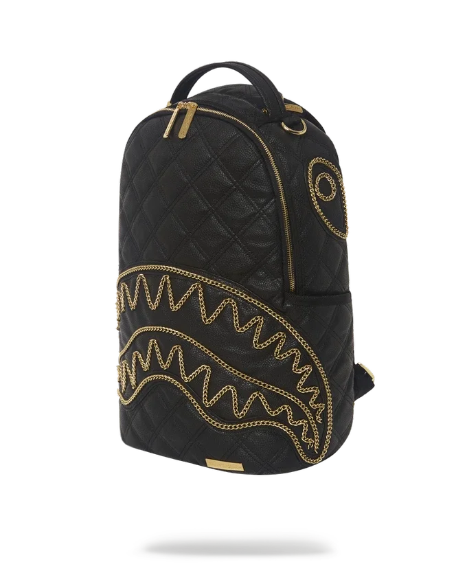 NOIR QUILT GOLD CHAIN SHARK RUCKSACK (DLXV)