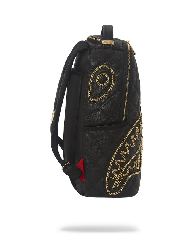 NOIR QUILT GOLD CHAIN SHARK RUCKSACK (DLXV)
