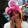 PINK LIL BEAR PUFF-MÜTZE